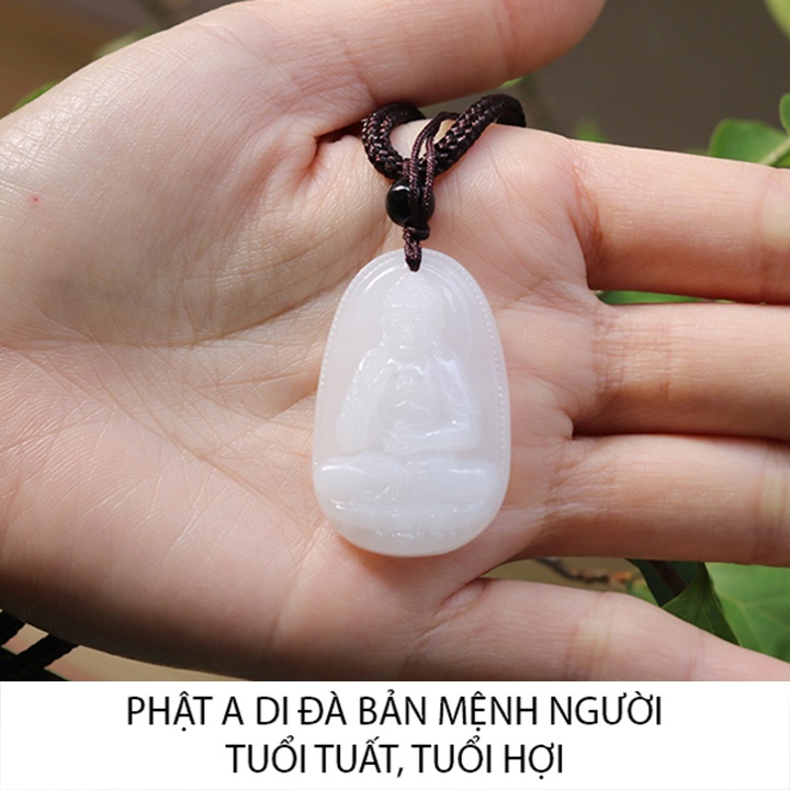 Dây chuyền vòng đeo cổ cao cấp phật A Di Đà size nhỏ - Bản mệnh tuổi Tuất, Hợi - cầu tài lộc may mắn sức khỏe