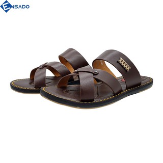 [Xả Hàng] Dép Quai Chéo Dép Xăng Đan Nam Da Bò Đẹp Trẻ Trung Ensado D11663 (Nâu)