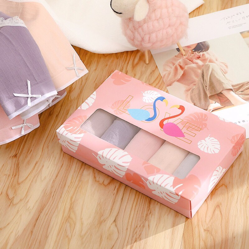 Hộp 5 Quần Lót Cotton Thiên Nga Dễ Thương Co Giãn 4 Chiều Cao Cấp