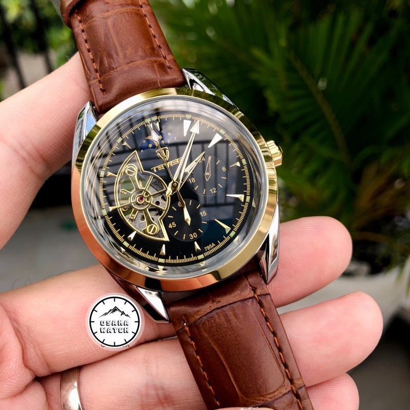 Đồng Hồ Nam Cơ Tự Động TEVISE T795A Dây Da Đen Chính Hãng