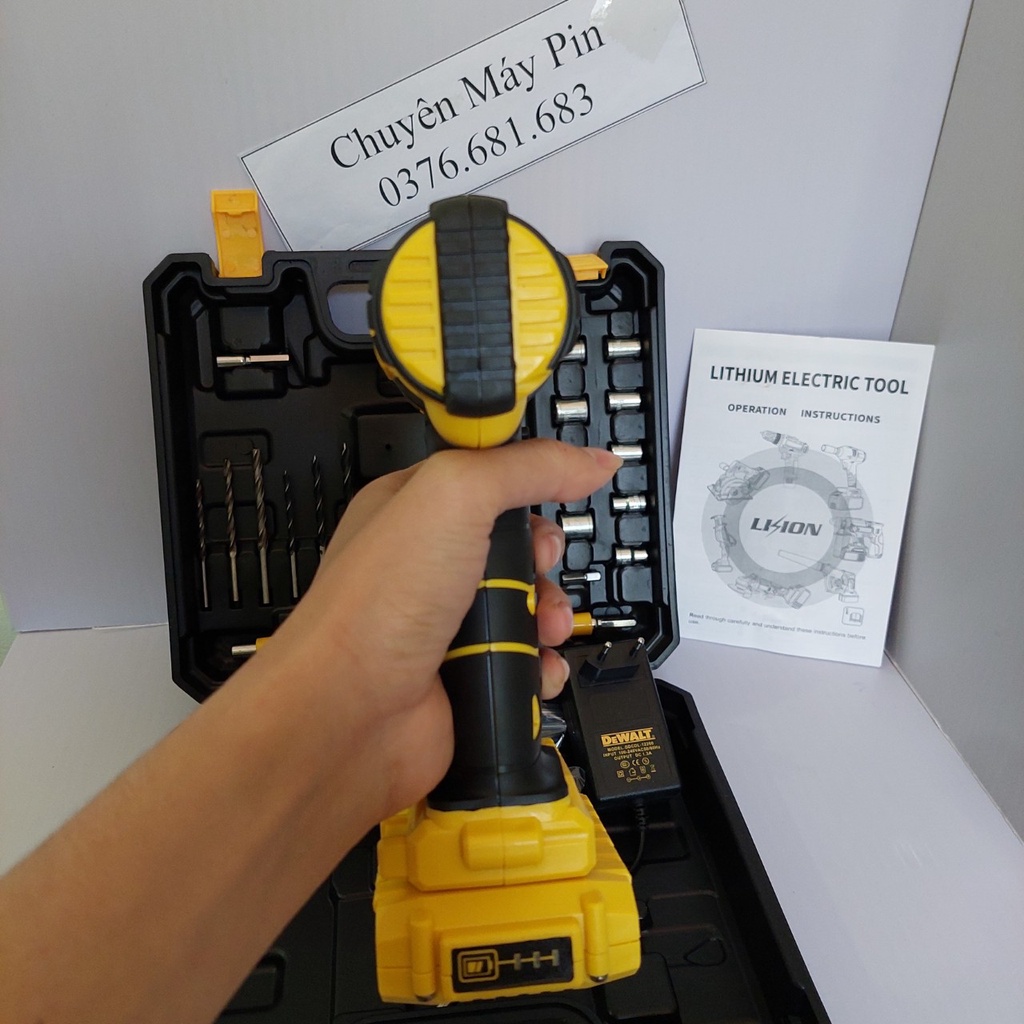Máy khoan pin Dw 72v có đèn báo pin tặng 24 phụ kiện