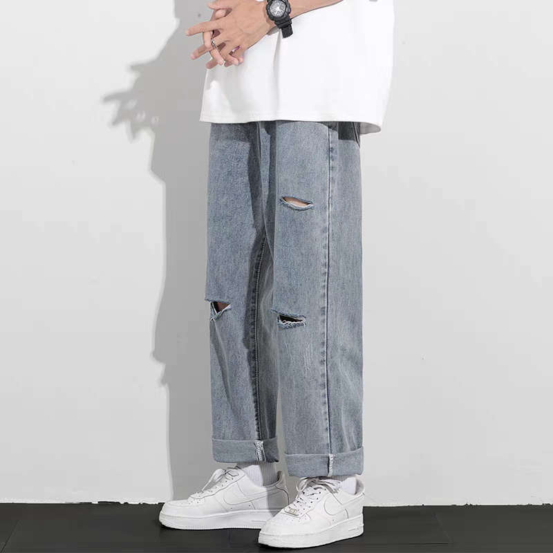 Quần Jeans, Quần jeans baggy rách gối R03 nam ống suông, rộng, hottrend 2021-XX MENS FASHION! | BigBuy360 - bigbuy360.vn