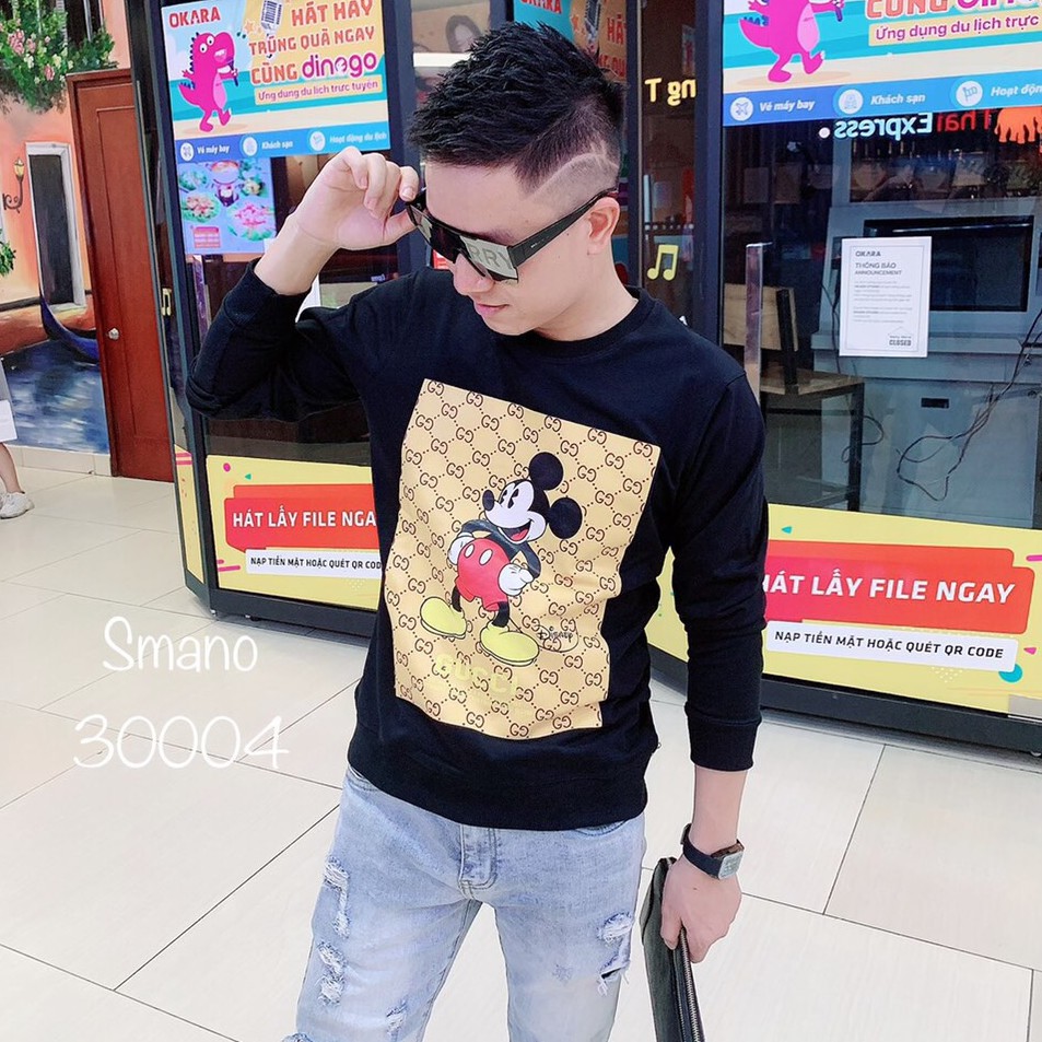 Áo Thun Mùa Thu Đông Dài Tay Nam Nữ In Ấn Mickey Cực Hot - King Fashion