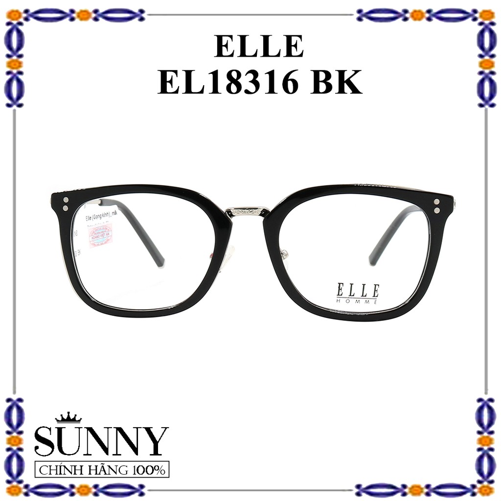Gọng kính nam nữ thời trang Elle EL18316 BK chính hãng, bảo hành toàn quốc