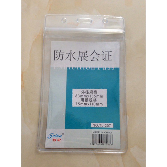 Hộp 50 cái bao bảng tên 207, 208 kích thước 75x110mm