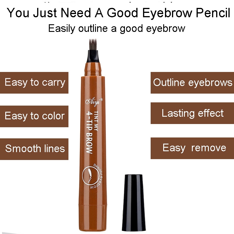 Bút Kẻ Lông Mày Bốn Đầu Chống Thấm Nước Tiện Lợi