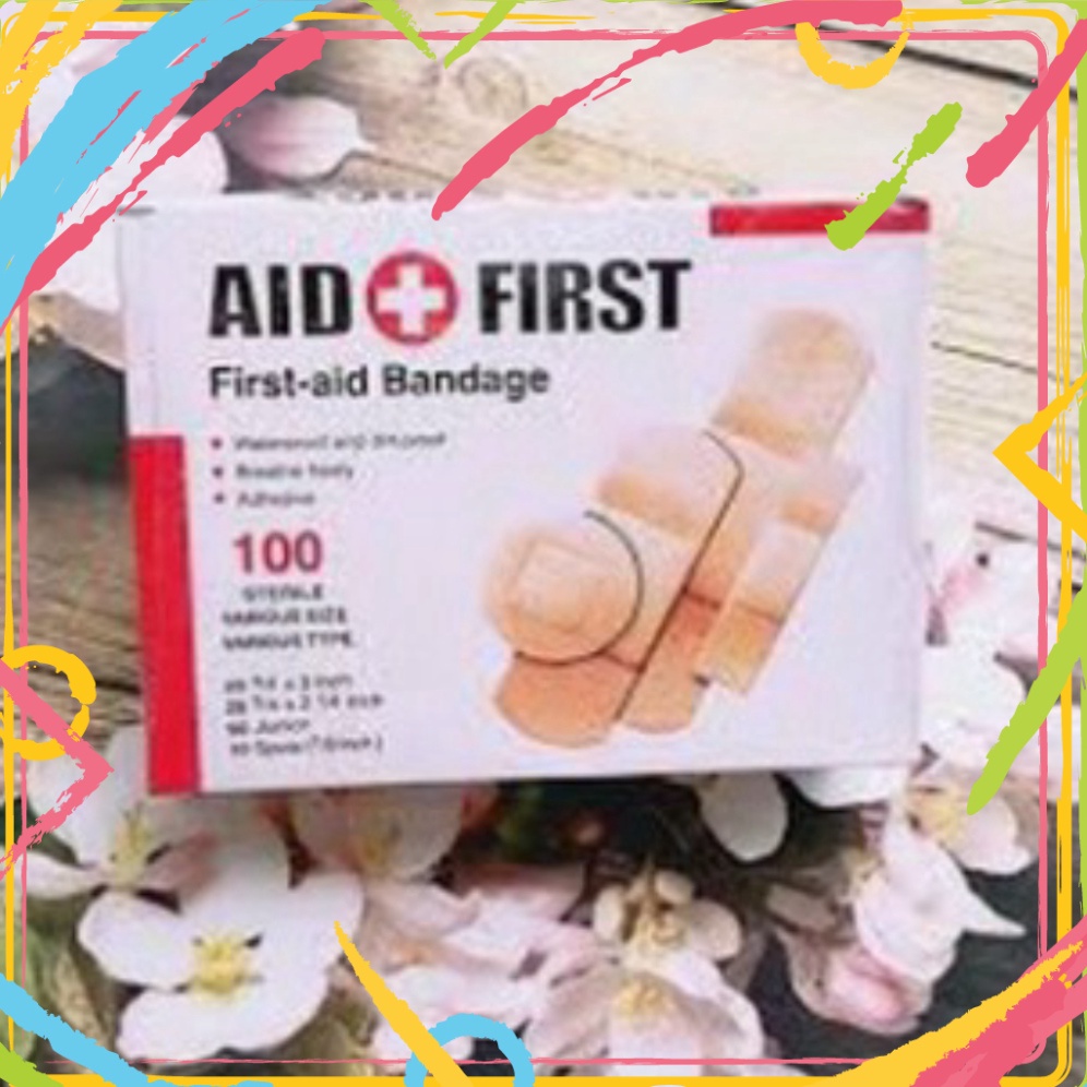 Hộp 100 Miếng Dán Vết Thương Urgo Aid First, Tiện Dụng Cho Gia Đình, Hàng Chuẩn Chất Lượng 100%