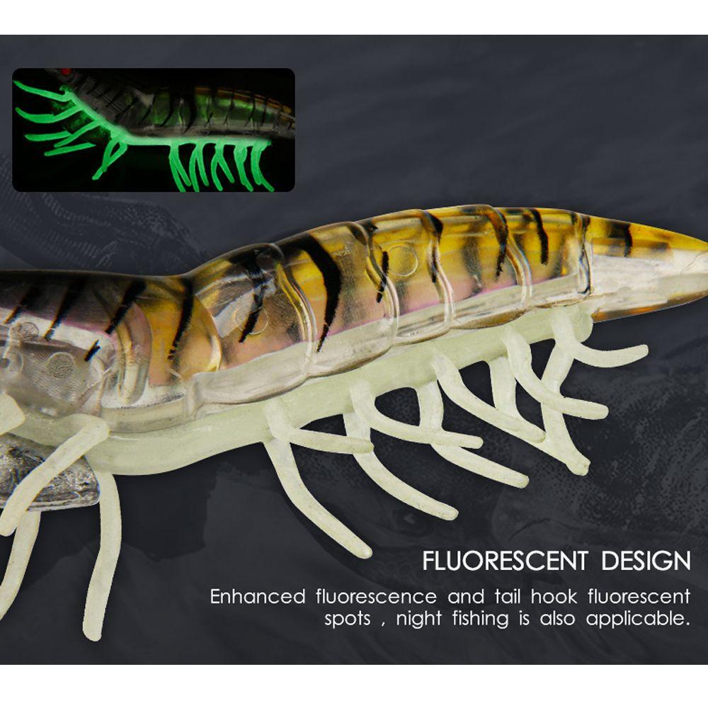 MUVAKO Mồi Câu Cá Giả Hình Con Tôm Bằng Gỗ Mềm Dạ Quang