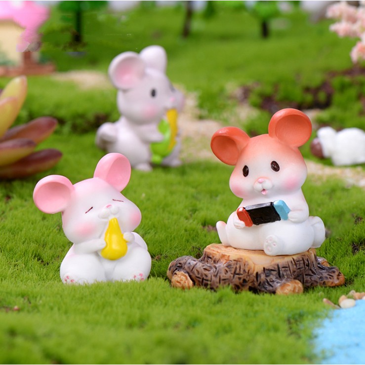 Mô hình đàn chuột Hamster ham ăn chơi game vui nhộn cho các bạn trang trí tiểu cảnh, terrarium, móc khóa, DIY