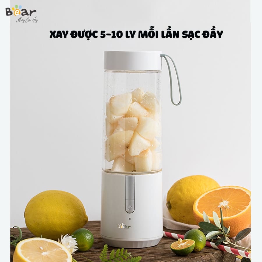 Máy Xay Sinh Tố Cầm Tay Bear, Máy Xay Hoa Quả,Cầm Tay Đa Năng -Sạc Pin, Dung Tích 400ML, Bảo Hành 18 Tháng LLJ-D04L1