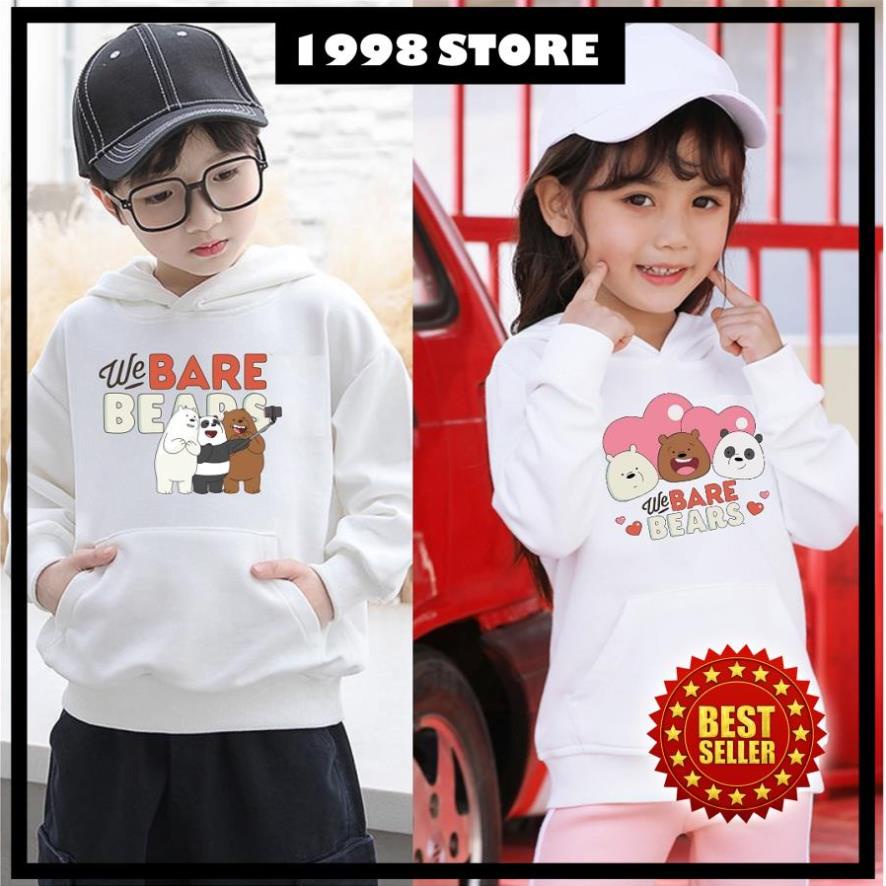 Áo hoodie we bare bears chúng tôi đơn giản là gấu màu trắng cho bé trai bé gái
