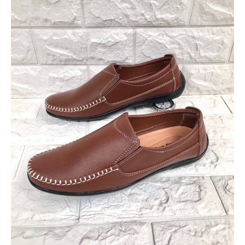 Giày mọi nam cao cấp,da mềm,mã GM04,màu vàng bò, đế khâu sẵn rất chắc chắn