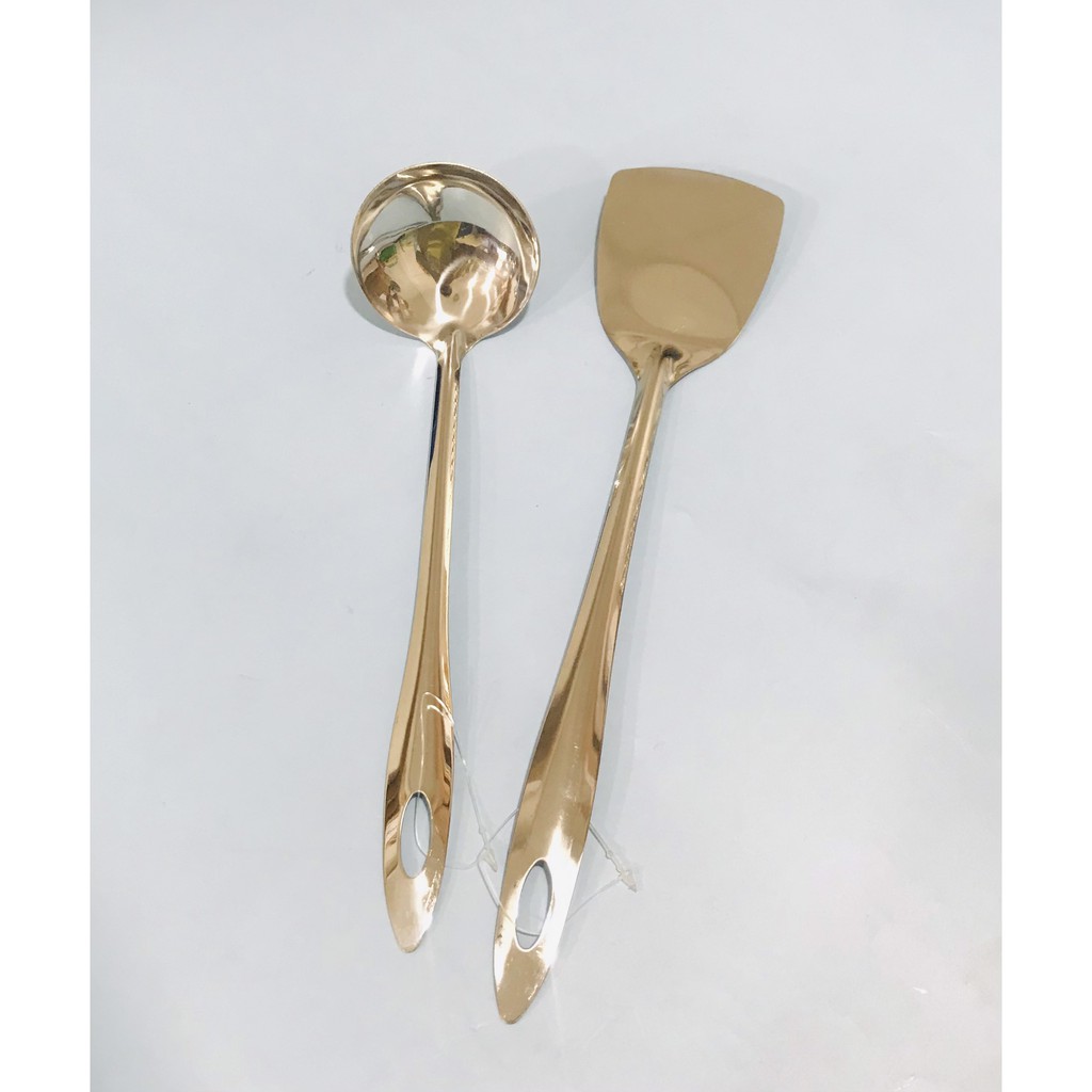 Vá múc canh inox - Xẻng lật (sạn) chiên xào thức ăn, chất liệu inox cao cấp không gỉ sét