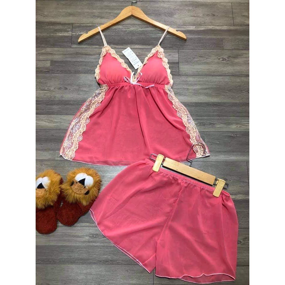 ĐỒ BỘ NGỦ VOAN SEXY CÓ MÚT NGỰC 54KG TRỞ XUỐNG TÙY CHIỀU CAO | BigBuy360 - bigbuy360.vn