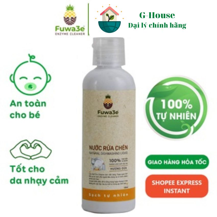 Nước rửa chén hữu cơ Fuwa3e organic Enzyme sinh học 100ml,500ml an toàn cho bé bảo vệ da tay