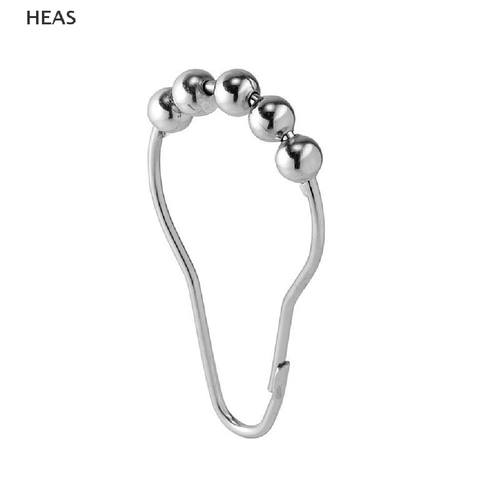 Set 12 Móc Rèm Cửa Nhà Tắm 5 Bóng Lăn Bằng Chất Liệu Niken Satin Tiện Dụng