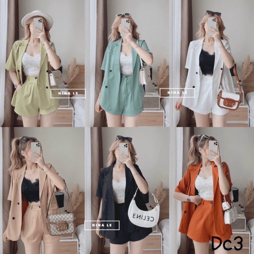(Mẫu Mới) Sét Bộ Áo BlaSer + Quần Short Cùng Màu Đẹp Như Hình Mẫu UP h.h.p