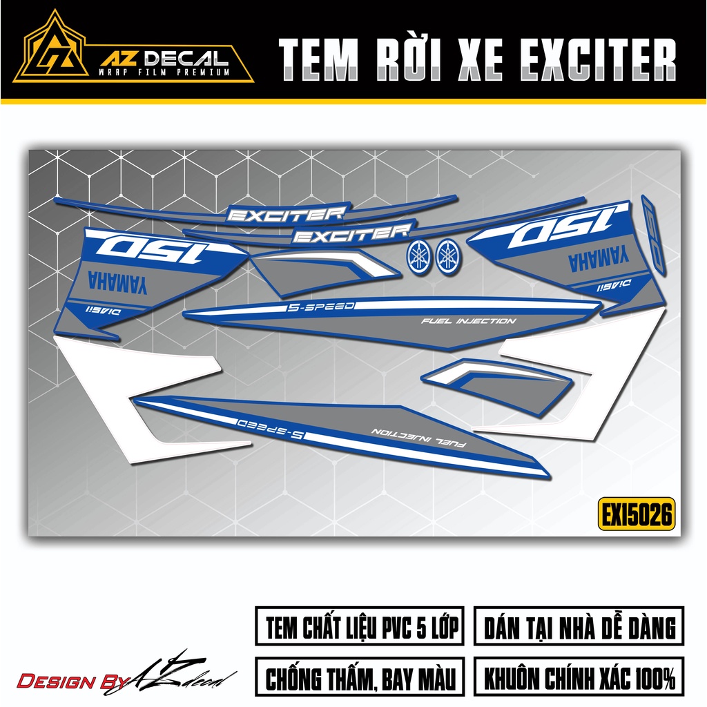 Decal Rời Dán Xe Exciter 150 Mẫu S-Speeds | EX15026 | Tem Chế Dán Xe Máy Chất Liệu Chống Nước, Bền Màu