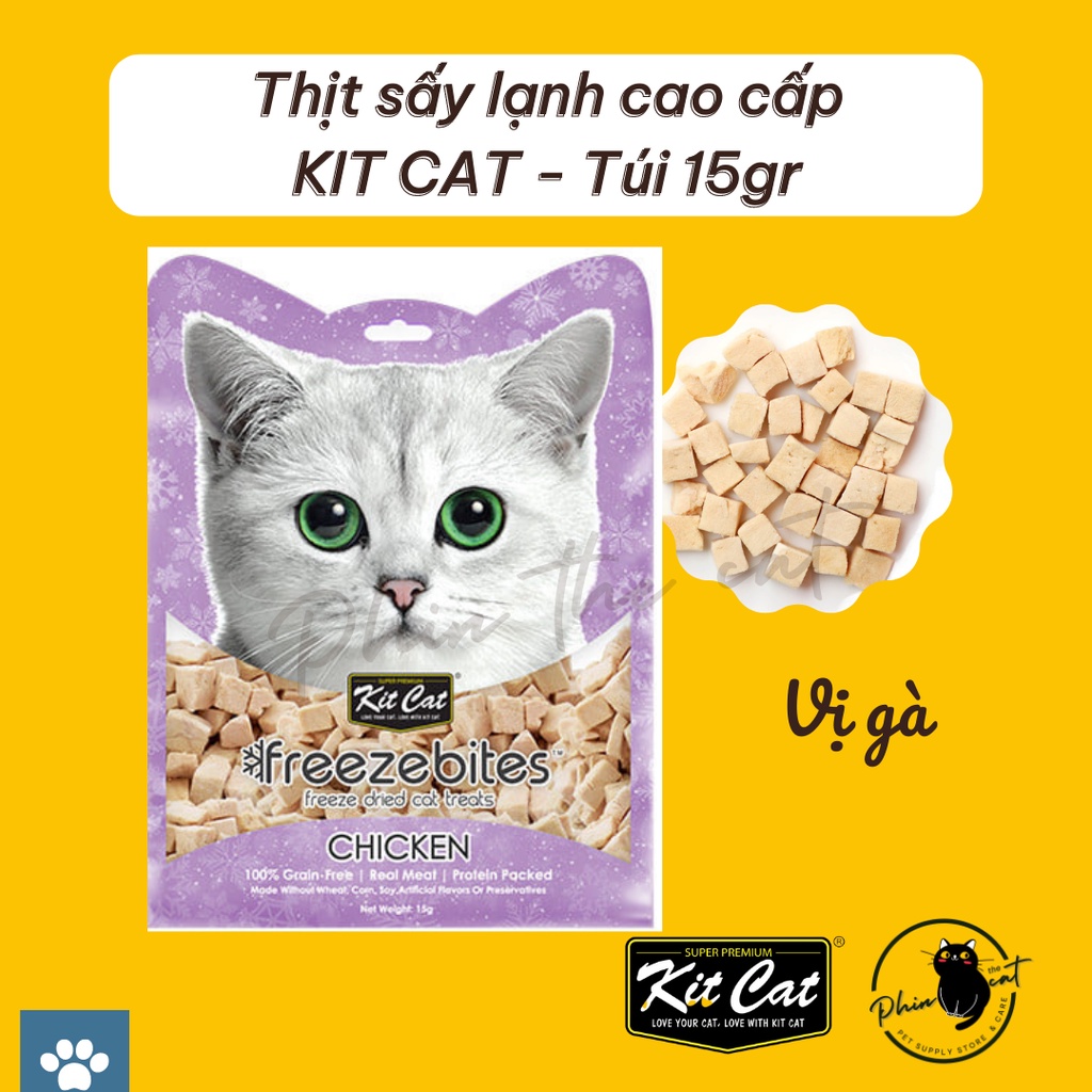 Thịt sấy lạnh cao cấp KIT CAT Freezebites - Snack thơm giòn, trọn vị, giàu protein - Gói 15gr | phinthecat