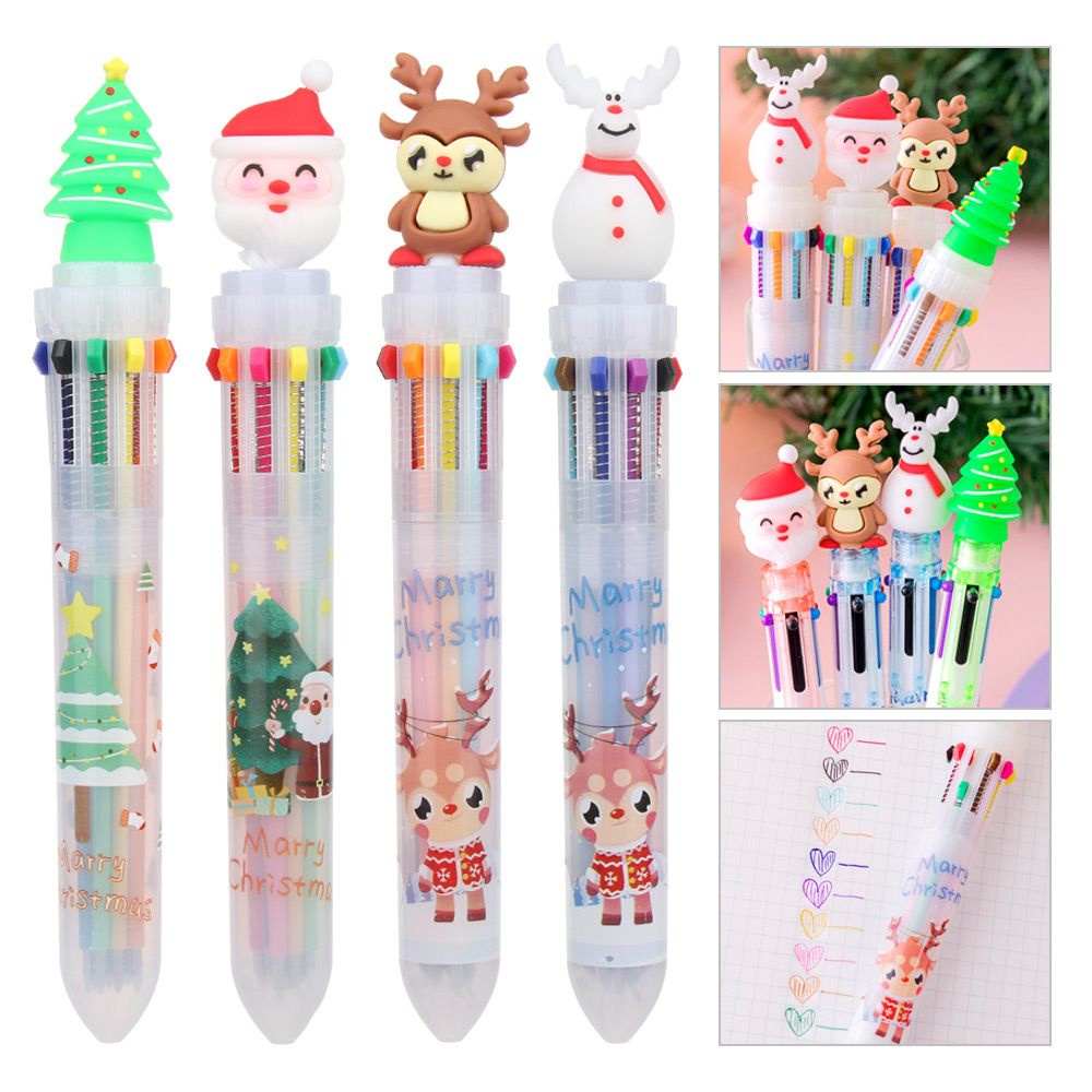 Bút Bi 6/10 Màu Họa Tiết Ông Già Noel Dễ Thương Dành Cho Học Sinh