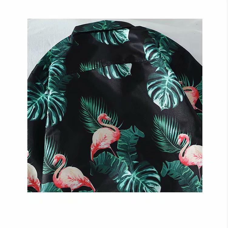 Men's trendy flamingo print short-sleeved shirt | BigBuy360 - bigbuy360.vn