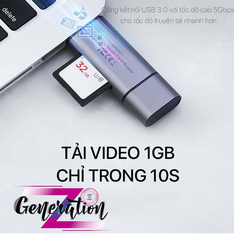 ĐẦU ĐỌC THẺ NHỚ TYPE-C CR202 - CARD READER TYPE-C TF/SD CR202