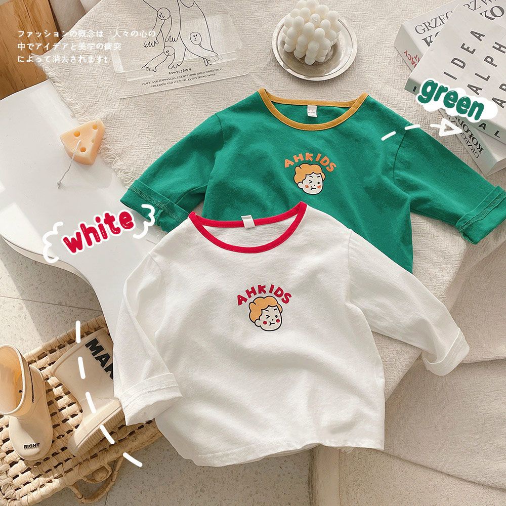 Áo Thun Cotton Mỏng Tay Dài Cổ Tròn Phong Cách Nhật Hàn Thời Trang Xuân Hè Hàng Mới Dành Cho Trẻ Em