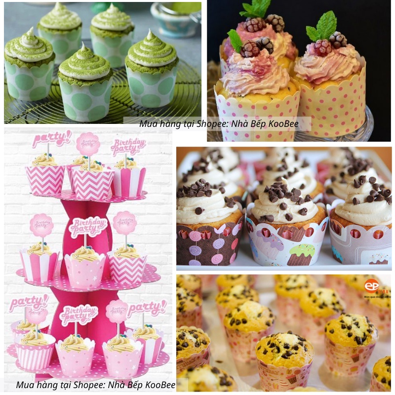 Set 50 lót khuôn Cupcake giấy cứng - Cup giấy làm bánh Muffin tròn chống dính chịu nhiệt(PKB07)