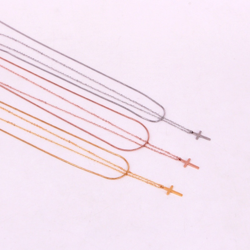 Dây Chuyền 2 Tầng Thánh Giá Titan Ko Han Rỉ TT 3817