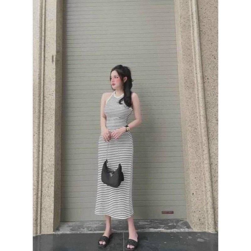 ĐẦM BODY SỌC BA LỖ DÁNG DÀI