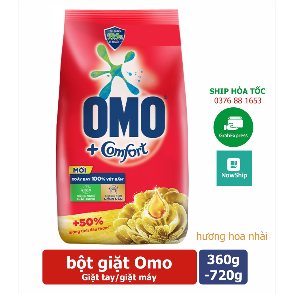 [Hoả Tốc] Bột giặt OMO giặt tay HƯƠNG HOA NHÀI 360g và 720g