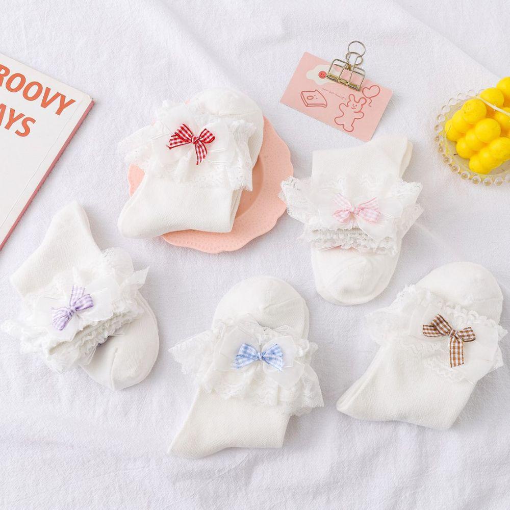 FORBETTER Vớ Cotton Ngắn Phối Lưới Kiểu Công Chúa Lolita Nhật Bản Dễ Thương Cho Nữ