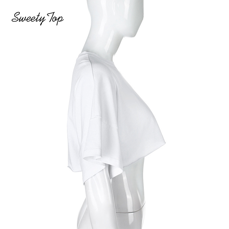 Áo Croptop Dáng Rộng Ngắn Tay Màu Trơn Đơn Giản Thời Trang Mới Cho Nữ