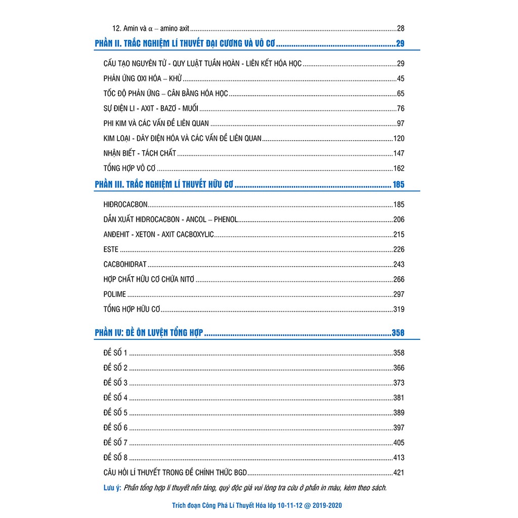 Công Phá Lí Thuyết Hóa lớp 101112