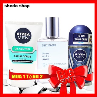 Mua 1 Tặng 2 - Bộ Lăn Xịt Khử Mùi Hương Nước Hoa Nivea Men 15m