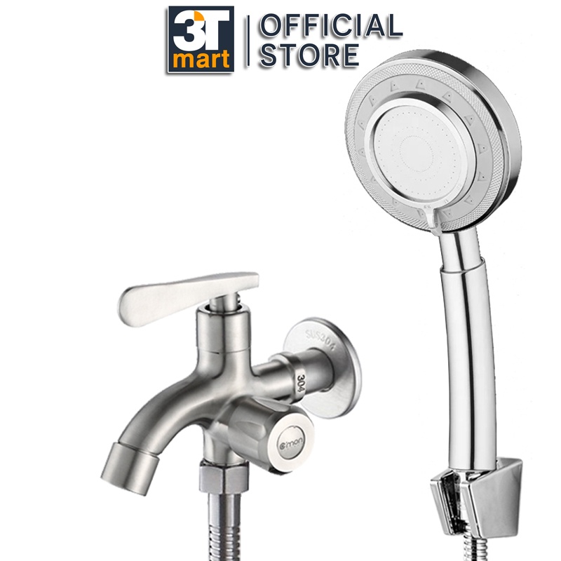 Bộ vòi sen tăng áp 3 chế độ C'MON TS-03 + củ sen lạnh CSL-01