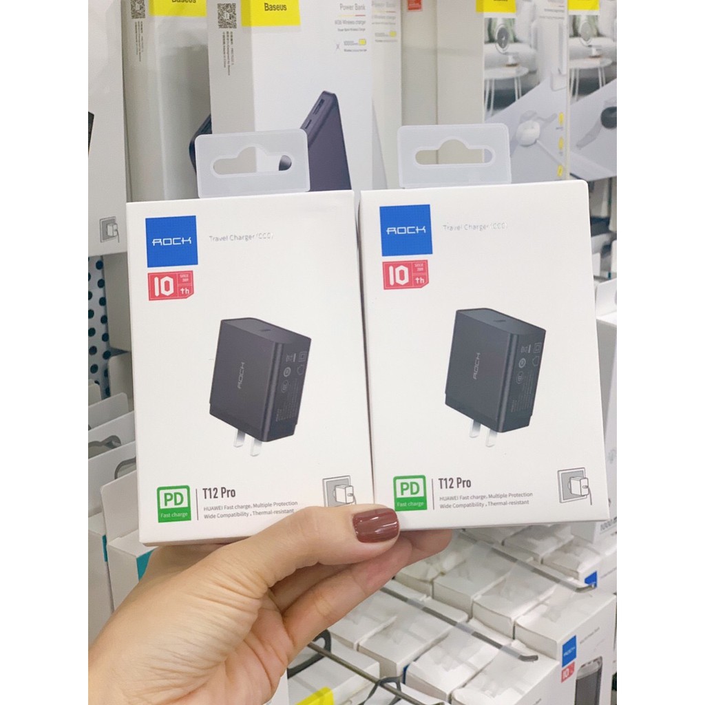 Củ sạc Rockspace T12 pro chuẩn sạc nhanh PD cho iphone 8; X,Xsmax,ip11,11 pro max, Samsung, Huawei, Vsmart, Oppo