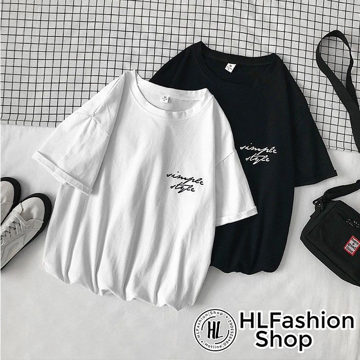 Áo thun tay lỡ form rộng Simple Style cực đẹp rất đáng yêu, áo phông HLFashion