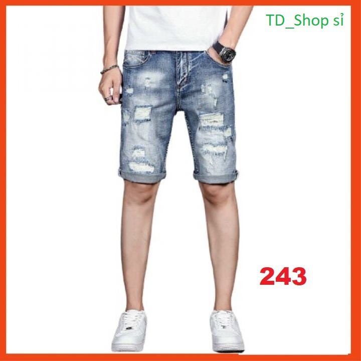 Quần Short Jean Nam Chất Bò MS243 Co Dãn 🔷 Phong Cách🔷 Mẫu Mới Hot Trend TD_Shop sỉ