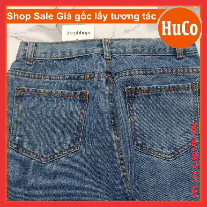 [ẢNH THẬT] Quần jeans nữ, quần bò xanh ống rộng rách gấu lưng cạp cao freesize chuẩn ảnh