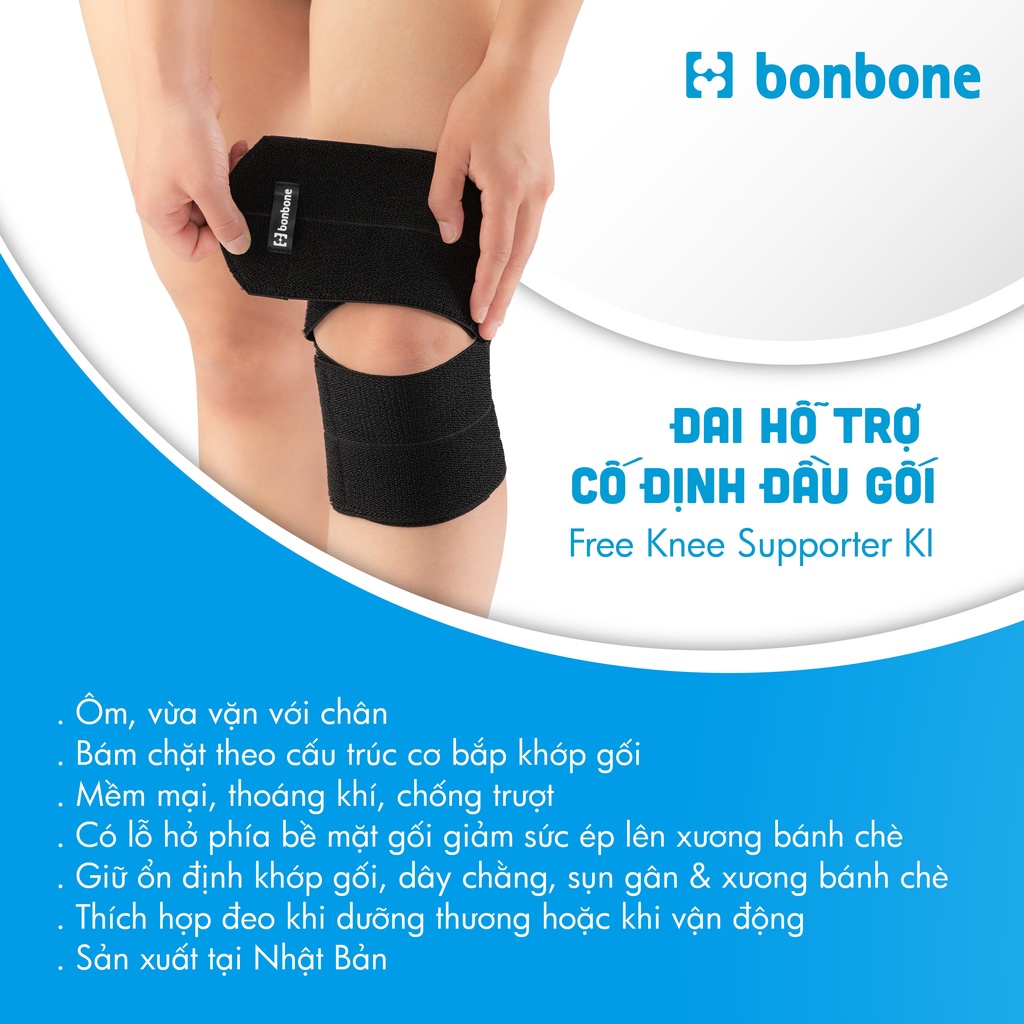Băng bảo vệ đầu gối Bonbone Free Knee Supporter KI bảo vệ và cố định khớp gối hạn chế chân thương khi vận động | Medifa