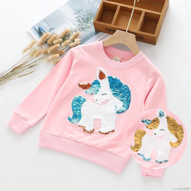 My Baby  Autumn Baby Girls Long Sleeve Shirt Kids Cartoon Change Color Design Outerwear