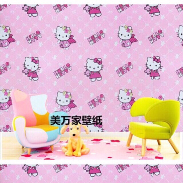 Giấy dán tường hello kitty