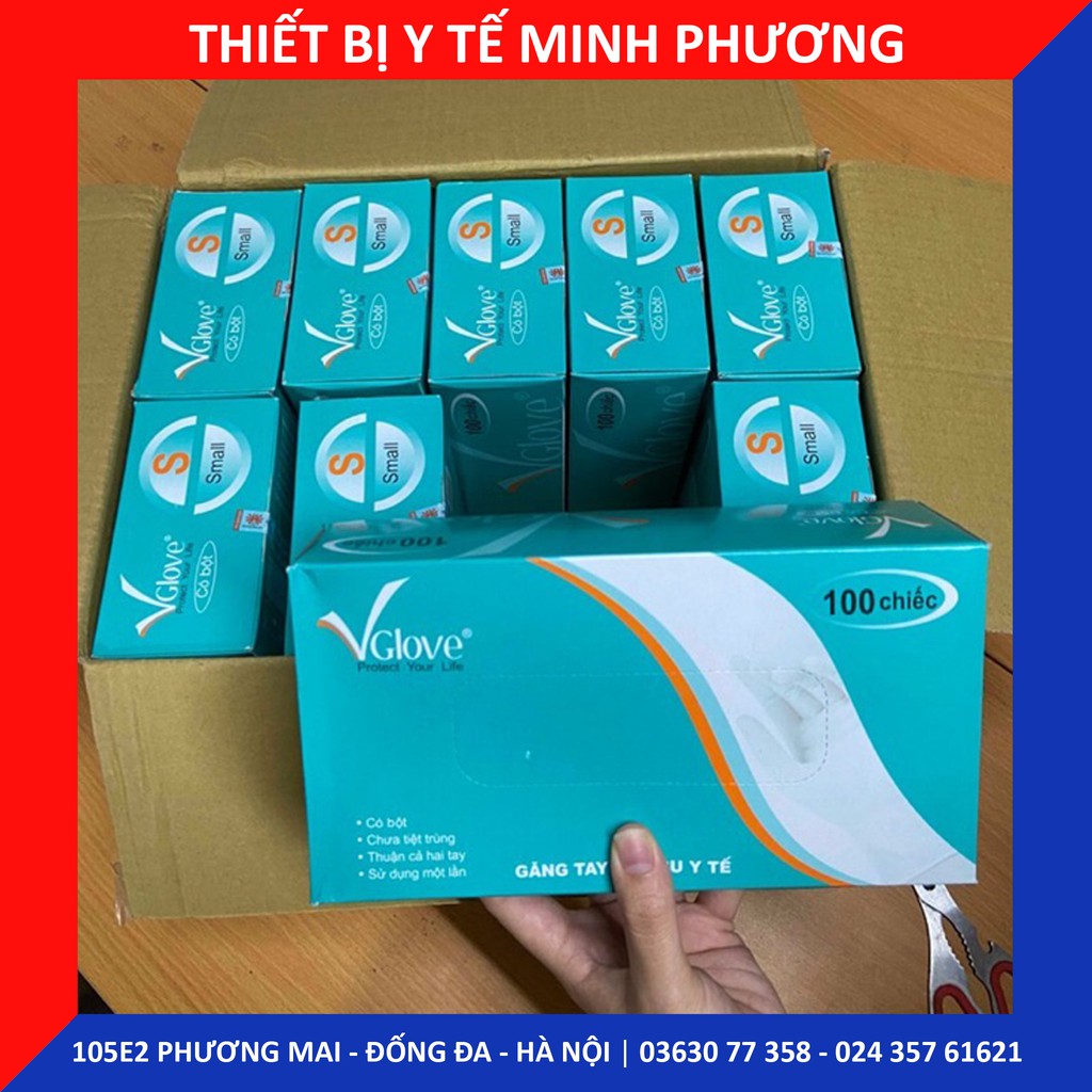 [CHÍNH HÃNG] Găng tay y tế VGLOVE có bột size S, M, L
