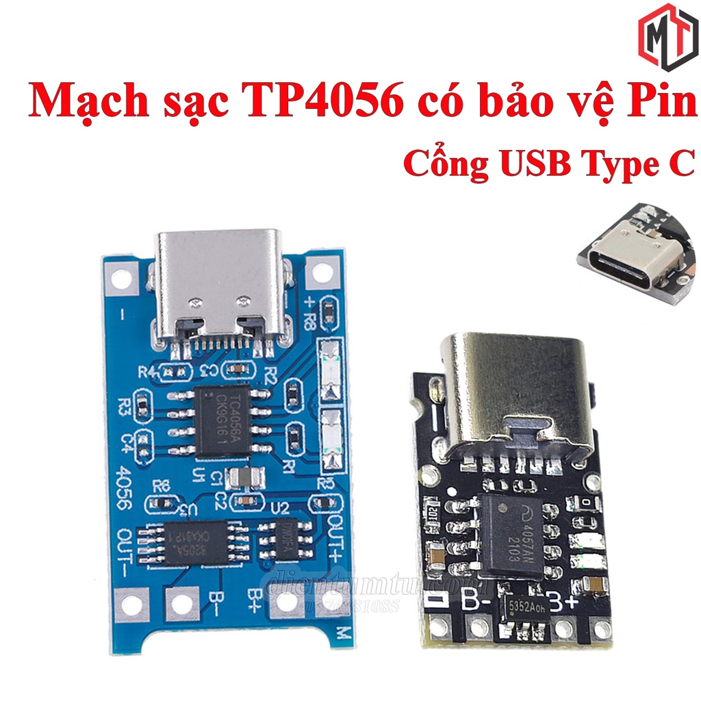 Mạch Sạc Pin Lithium - Li-ion - 18650 TP4056 Có Bảo Vệ Pin Cổng USB TYPE-C