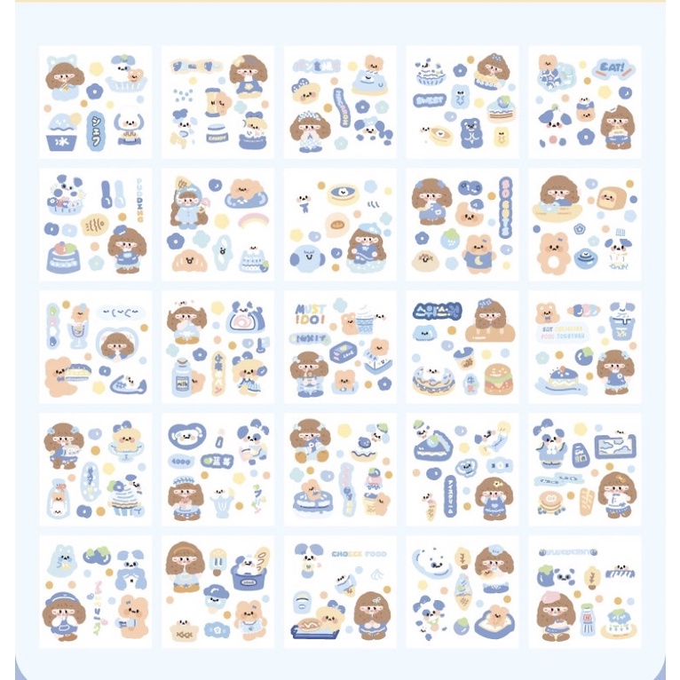 Sticker cute/Set 10 tấm sticker hình dán dễ thương RuanKitchen trang trí sổ planner bullet journal Hàn Quốc Tẻn Tẻn