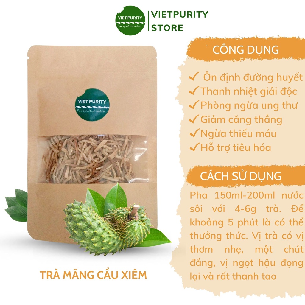 Trà mãng cầu xiêm Vietpurity 100g - Giúp ngủ ngon, ngăn ngừa ung thư