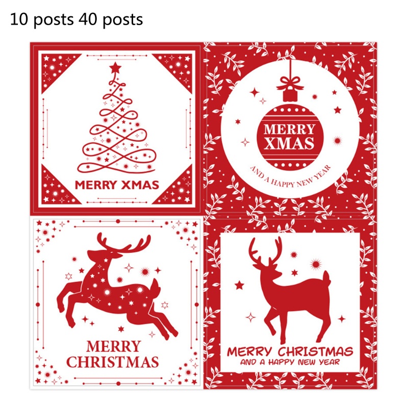 Set 40 miếng dán trang trí hộp quà giáng sinh hình vuông in chữ Merry Christmas