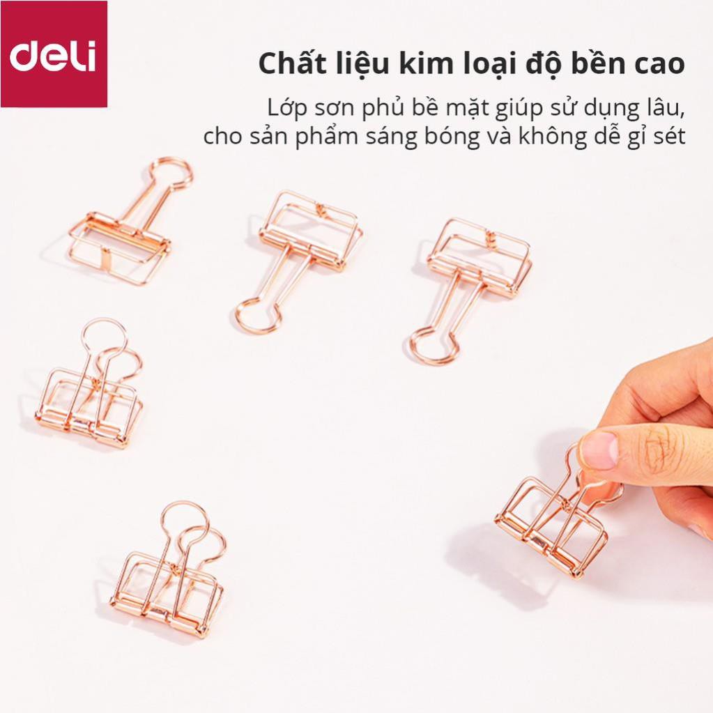 Kẹp bướm kim loại văn phòng Deli - Set 6/8 chiếc - Màu vàng hồng - 9414/9415 [Deli]