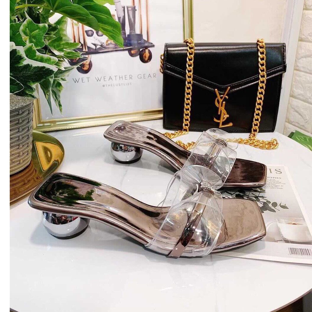 Guốc cao gót nữ gót tròn quai trong siêu xinh cao 5p - s21